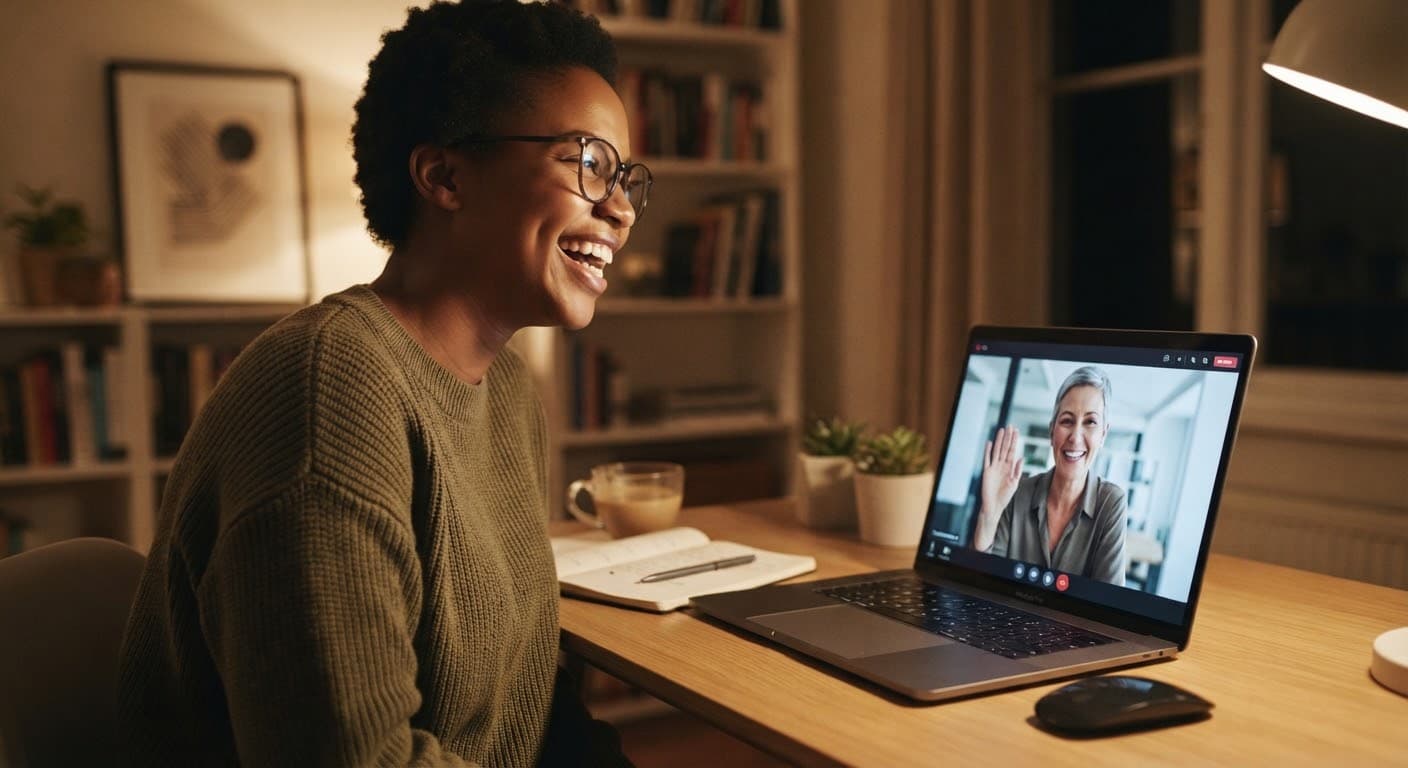 Une candidate échange en visioconférence avec une recruteuse